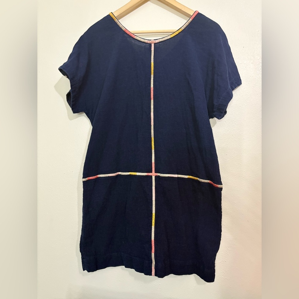 Madewell Isadora Embroidered Shift Dress Size Medium Blue 100% Cotton - Picture 3 of 7